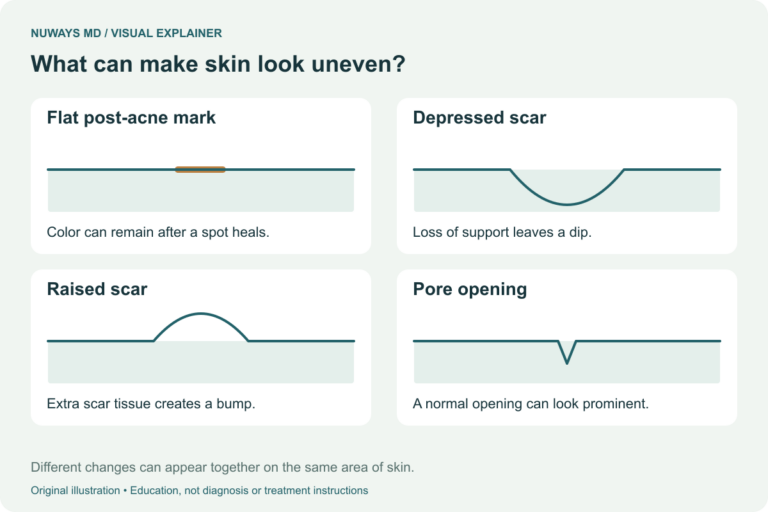 NuWays MD explanatory diagram: skin texture explained